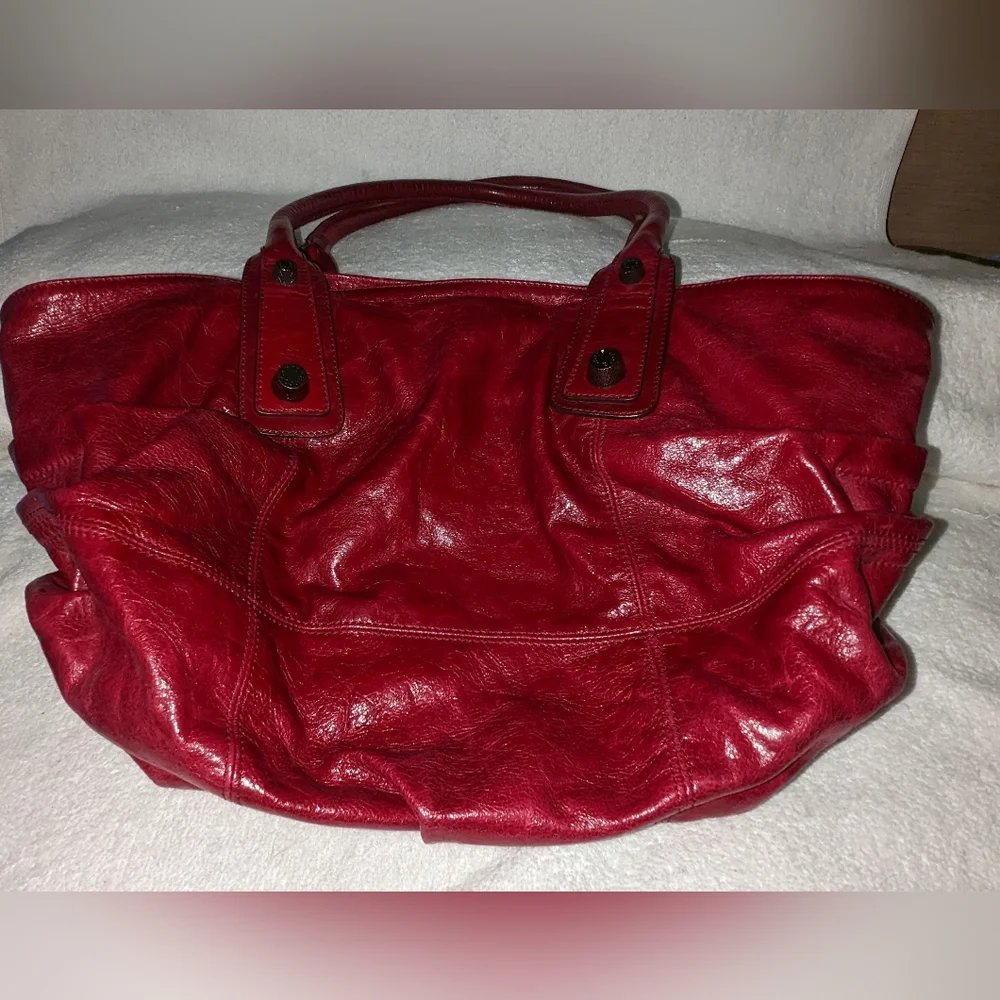 Abro burgundy red leather pleated details hobo bag.